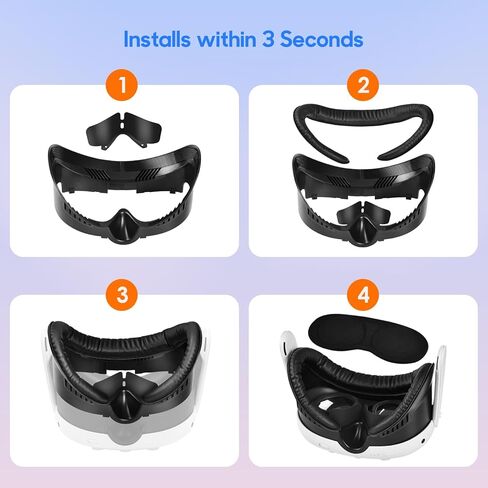 لوحة غطاء الوجه من TechKen، واجهة الوجه متوافقة مع ملحقات Meta/Oculus Quest 3، مع وسادة وسادة وجه ناعمة من البولي يوريثان لـ Quest 3 وواقي العدسة لدوران الهواء in Kuwait