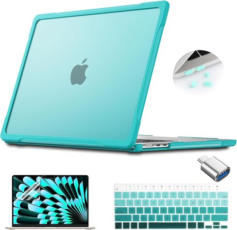 Teryeefi متوافق مع حافظة M3 MacBook Air 15 بوصة A2941 A3114 [إصدار 2023 2024]، هيكل صلب من البلاستيك مع غطاء لوحة المفاتيح ومحول USB C لجهاز MacBook Air الجديد 15.3 بوصة مع معرف اللمس، وردي طباشيري غير لامع in Saudi Arabia