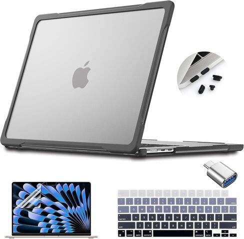 Teryeefi متوافق مع حافظة M3 MacBook Air 15 بوصة A2941 A3114 [إصدار 2023 2024]، هيكل صلب من البلاستيك مع غطاء لوحة المفاتيح ومحول USB C لجهاز MacBook Air الجديد 15.3 بوصة مع معرف اللمس، وردي طباشيري غير لامع in Saudi Arabia