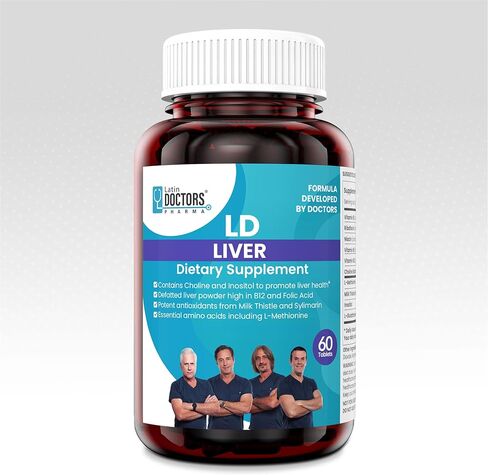 Latin Doctors Liver Supplement with Milk Thistle, Vitamin B12 and B6, Folic Acid, Essential Amino Acids, Niacin, Inositol, and Riboflavin to Support Liver Health, Care and Repair, 60 Capsules in Saudi Arabia