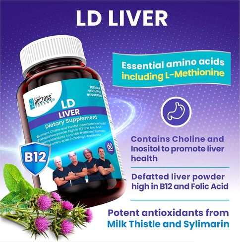Latin Doctors Liver Supplement with Milk Thistle, Vitamin B12 and B6, Folic Acid, Essential Amino Acids, Niacin, Inositol, and Riboflavin to Support Liver Health, Care and Repair, 60 Capsules in Saudi Arabia