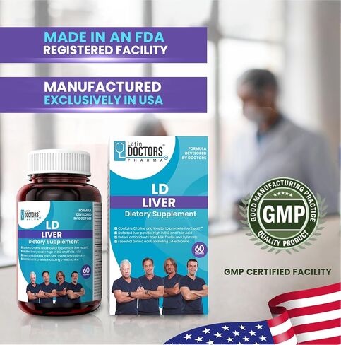 Latin Doctors Liver Supplement with Milk Thistle, Vitamin B12 and B6, Folic Acid, Essential Amino Acids, Niacin, Inositol, and Riboflavin to Support Liver Health, Care and Repair, 60 Capsules in Saudi Arabia