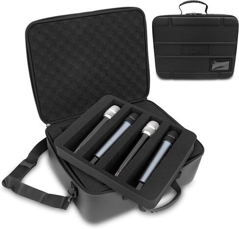 CASEMATIX Wireless Microphone Case Compatible With Eight Wireless Mic System Microphones Up To 10.75" by Sennheiser, Shure and More, Customizable Mic Case For Travel With Strap For Singing or Karaoke in Saudi Arabia