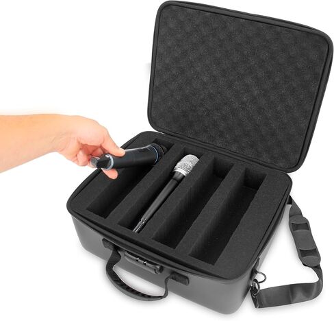 CASEMATIX Wireless Microphone Case Compatible With Eight Wireless Mic System Microphones Up To 10.75" by Sennheiser, Shure and More, Customizable Mic Case For Travel With Strap For Singing or Karaoke in Saudi Arabia