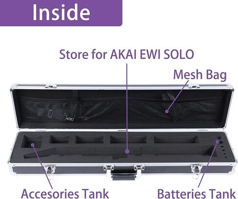 حافظة صلبة احترافية لحقيبة AKAI EWI Solo حقيبة أدوات الرياح الإلكترونية التي يتم التعامل معها حماية كاملة حجم كبير لتعبئة ملحقات بطاريات الجسم EWI (مفردة منفردة) in Kuwait