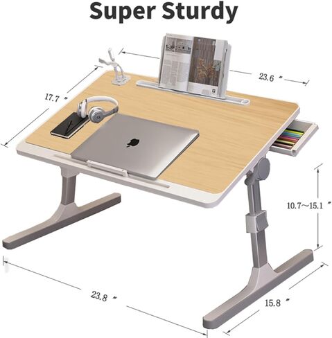 مكتب سرير للكمبيوتر المحمول، مكتب كمبيوتر محمول قابل للتعديل مع درج تخزين أرجل قابلة للطي، مكتب كمبيوتر محمول للكمبيوتر المحمول، مكتب كمبيوتر محمول لكتابة العمل والقراءة وتناول الطعام in Kuwait