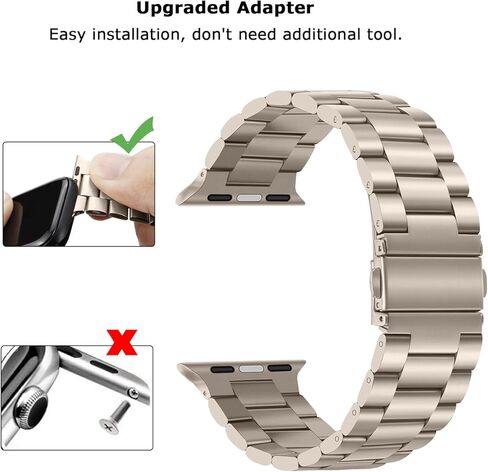 سوار بديل معدني من Tasikar لساعة Apple - حزام ممتاز من الفولاذ المقاوم للصدأ متوافق مع السلسلة 9 8 7 6 5 4 3 2 1 SE (Starlight) in Kuwait