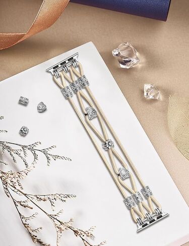 سوار مطرز متوافق مع سوار ساعة أبل 40 مم 41 مم 38 مم 44 مم 42 مم 45 مم للنساء، حزام بوهو مضفر منفرد بحلقة نايلون قابلة للتمدد بديل لسلسلة iWatch 9/8/SE/7/6/5/4/3 in Kuwait