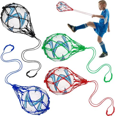 4 Pcs Solo Soccer Ball Net Kicker Soccer Bungee Trainer Equipment Soccer Practice Juggling Net for Kids Adults Youth Kicking Practice,for Ball Size 3,4,5(Blue/Green/Yellow/Black) in Saudi Arabia