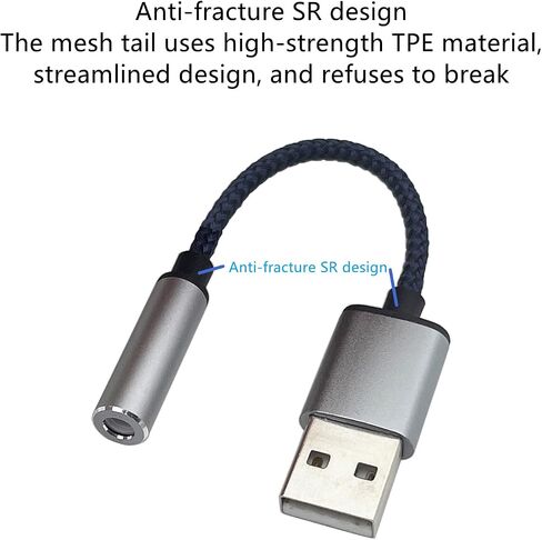 12.5cm 2in 1 Exernal USB Sound Card,USB to 3.5mm Jack Audio Adapter Support CTIA OMTP Headphone TRRS Jack for PS4 PC Laptop Headphone in Saudi Arabia