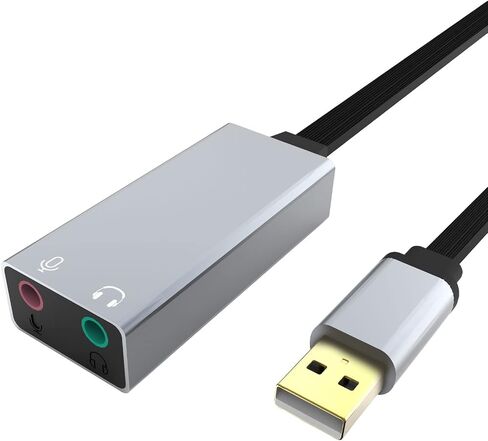 محول صوت USB إلى 3.5 ملم، محول صوت ستيريو خارجي 2 في 1 USB مع سماعة رأس TRS مزدوجة ومقبس ميكروفون لجهاز صوت USB، ويندوز، ماك، لينكس، الكمبيوتر الشخصي، أجهزة الكمبيوتر المحمولة، أجهزة الكمبيوتر المكتبية، PS4 in Saudi Arabia