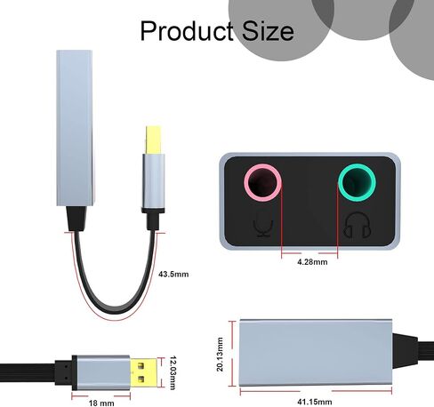 محول صوت USB إلى 3.5 ملم، محول صوت ستيريو خارجي 2 في 1 USB مع سماعة رأس TRS مزدوجة ومقبس ميكروفون لجهاز صوت USB، ويندوز، ماك، لينكس، الكمبيوتر الشخصي، أجهزة الكمبيوتر المحمولة، أجهزة الكمبيوتر المكتبية، PS4 in Saudi Arabia