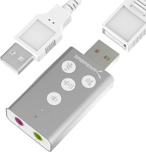 SABRENT Aluminum USB External 3D Stereo Sound Adapter for Windows and Mac. Plug and Play No Drivers Needed. [Silver] (AU-DDAS) in Kuwait