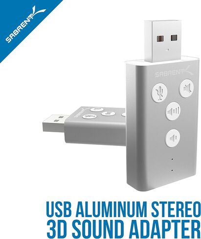 SABRENT Aluminum USB External 3D Stereo Sound Adapter for Windows and Mac. Plug and Play No Drivers Needed. [Silver] (AU-DDAS) in Kuwait