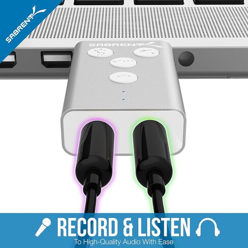 SABRENT Aluminum USB External 3D Stereo Sound Adapter for Windows and Mac. Plug and Play No Drivers Needed. [Silver] (AU-DDAS) in Kuwait