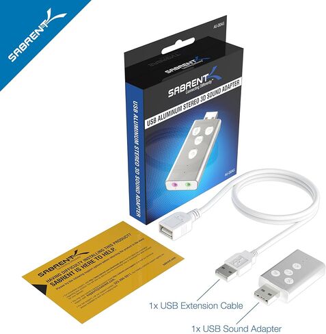SABRENT Aluminum USB External 3D Stereo Sound Adapter for Windows and Mac. Plug and Play No Drivers Needed. [Silver] (AU-DDAS) in Kuwait
