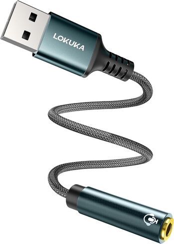 USB to 3.5mm Audio Jack Adapter, External Sound Card USB to Aux Stereo Converter Hi-Res DAC Chip Compatible with Headphones Speakers PC Laptops Desktops PS4 PS5 Windows Mac Linux - 12 inch in Saudi Arabia