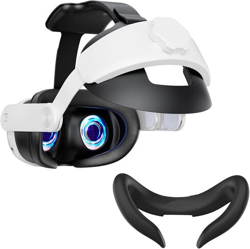 مجموعة ملحقات حزام الرأس 2 في 1 لـ Meta Quest 3 - حزام رأس قابل للتعديل مطور من DINSLIA لـ Meta/Oculus Quest 3، غطاء وسادة وجه من السيليكون VR - بديل حزام النخبة لملحقات الواقع الافتراضي in Kuwait