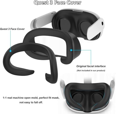 مجموعة ملحقات حزام الرأس 2 في 1 لـ Meta Quest 3 - حزام رأس قابل للتعديل مطور من DINSLIA لـ Meta/Oculus Quest 3، غطاء وسادة وجه من السيليكون VR - بديل حزام النخبة لملحقات الواقع الافتراضي in Kuwait