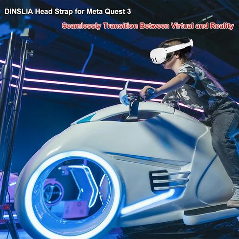 مجموعة ملحقات حزام الرأس 2 في 1 لـ Meta Quest 3 - حزام رأس قابل للتعديل مطور من DINSLIA لـ Meta/Oculus Quest 3، غطاء وسادة وجه من السيليكون VR - بديل حزام النخبة لملحقات الواقع الافتراضي in Kuwait