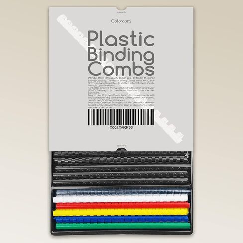 42 Pack Plastic Binding Combs, 1/2 Inch Diameter, 90 Sheet Capacity, 30P Black and 12P Multicolor Comb Binding Spines for Letter Size in Saudi Arabia