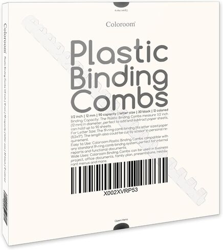 42 Pack Plastic Binding Combs, 1/2 Inch Diameter, 90 Sheet Capacity, 30P Black and 12P Multicolor Comb Binding Spines for Letter Size in Saudi Arabia