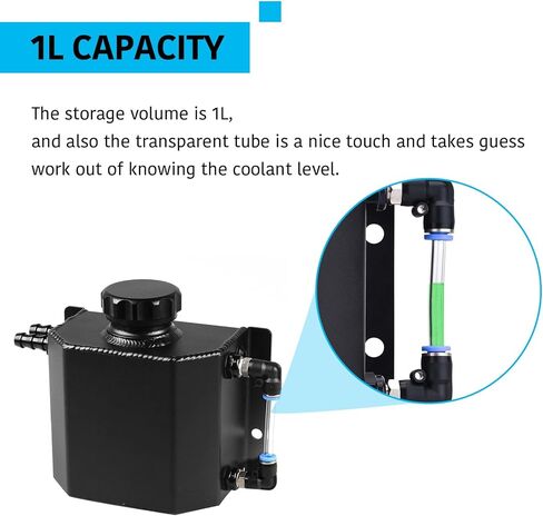 خزان خزان سائل التبريد خزان تجاوز سائل التبريد، خزان تجاوز المبرد العالمي سعة 1 لتر، خزان خزان مضاد للتجمد لاسترداد سائل التبريد من الألومنيوم in Kuwait