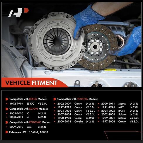 مجموعة قابض ناقل الحركة A-Premium متوافقة مع Toyota Camry 1992-1993/1997-2009، RAV4 2004-2005، Corolla Matrix Celica MR2 Solara & Lexus ES300 & Scion tC xB & Pontiac Vibe، استبدال # 16-062 in Saudi Arabia