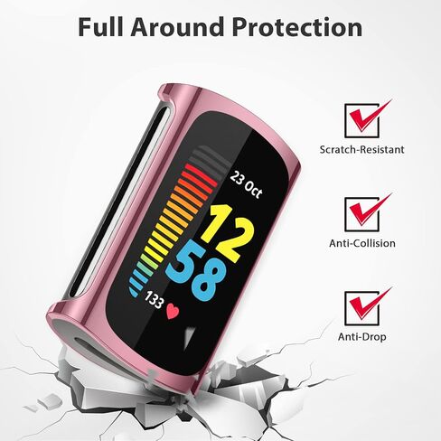 4 قطع من واقي الشاشة متوافق مع Fitbit Charge 6/Charge 5 (ليس للشحن 4/3)، غطاء حماية شامل من مادة TPU لغطاء ممتص الصدمات للساعة الذكية Charge 6/5 in Kuwait