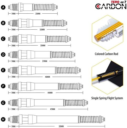 CUESOUL TERO AK7 Carbon Dart Shafts/Stem Built-in Spring Telescopic,Set of 3 pcs in Saudi Arabia