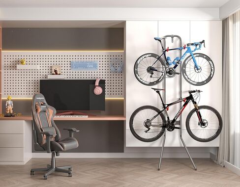 رف تخزين الدراجة CXWXC 2 (الحد الأقصى 120 رطل) - حامل الدراجة الجداري الجاذبية - مرآب الدراجة القابل للتعديل بالكامل، المنزل أو الشقق - حامل الدراجة العمودي للطرق والجبال والدراجات الهجينة in Kuwait
