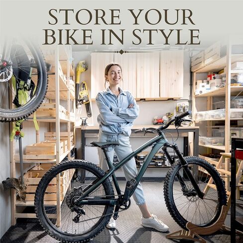 حامل دراجة داخلي من خشب الجوز، أرضية حامل دراجة خشبية قابلة للتعديل - حامل دراجة فردي لتخزين الدراجة الداخلية الأنيقة في المرآب أو الشقة أو المنزل أو المتجر - لا يتطلب أدوات in Kuwait