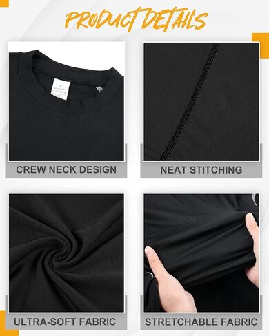Hicarer 6 Pcs Men's Compression Shirts Long/Short Sleeve Athletic Undershirt Men's Sports Compression Tops Workout T Shirt in Saudi Arabia