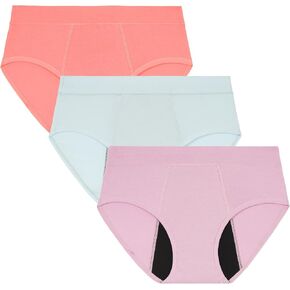 INNERSY Girls' Period Underwear for Teens Heavy Flow Panties Size 10-18 Hold 4 Tampons 3-Pack