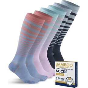 Pembrook Bamboo Viscose Light Compression Socks - 3 أزواج | 8-15 مم زئبق الجوارب ضغط | جوارب دعم راحة عالية الركبة in Kuwait