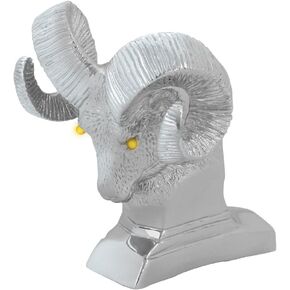 GG Grand General 48051 Chrome Ram's Head Hood With مع عيون العنبر المضيئة