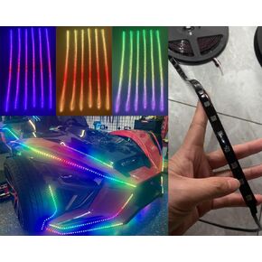 6pcs 6.5ft 2meters 78 "RGB Multi-Color Chasing Strips Black Out Color Full Litted PCB Lights Bluetooth + جهاز التحكم عن بُعد LEDS LEDS Flash Breath for Slingshot Ryker Spyder