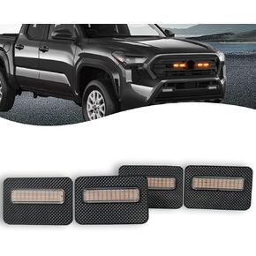 4pc الإسكان المدخن العنبر LED LED مصابيح الشبكة الأمامية DRL طقم لتويوتا تاكوما 2024 2025 SR SR5 الالتقاط الكابينة (المدخنة)