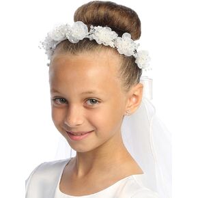 Holy 1st Communion Veils for Girls - White Veil for Kids - Velos para Primera Comunion - First Communion Veil for Girls 7-16
