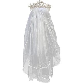 Girls Veil with Tiara - First Communion Veil for Girls 7-16 - 1st Holy Communion Veil - Velos para Primera Comunion