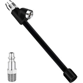 6.6 "Head Head Air Chuck 1/4" Fnpt Extended Reach Tyre Chuck ثنائية الاتجاه إطارات إطار هواء لقياس نفخ الإطارات وملحقات ضاغط الهواء مع سدادة سريعة (حزمة واحدة)