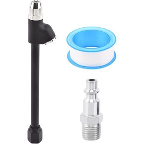 Xiaokeis 1/4" FNPT Extended Reach Dual Head Air Chuck, 2-Way Connection Air Chuck Set, Tire Air Compressor Fill Kit, Tire Chuck with Quick Plug for Truck, Bicycle, Motorbike, Car