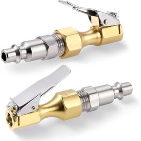 2 PCS Air Chuck ، تدفق مغلق قفل شاقية الإطارات هواء تشاك مع الاتصال السريع ، 1/4 بوصة NPT المسمار على الهواء تشاك مغلق التدفق النحاس الطرفي الإطارات مستقيمة تشاك نصيحة مناسبة للمركبات