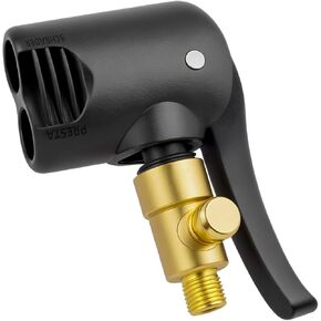 Locking Air Chuck for Bike Tire, Dual Head Pump Nozzle, Lock On Air Chuck Tire Inflator Hose Adapter, Black Bike Pump Adapter Dual Head Bike Track Pump Tyre Air Pump Valve Adapter for Tire Inflator