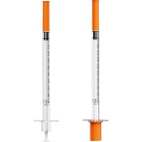 0.5cc 30g 12.7mm محقنة الأنسولين يمكن التخلص منها ، U-100 0.5ml 30 محاقن الأنسولين 1/2 بوصة ملفوفة بشكل فردي ، حزمة 100