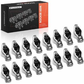A-premium 16pcs chromoly Steel Engine Rocker Tip Rocker مع توافق ذاتيا مع Chevy SBC (كتلة صغيرة) 350 ، 1.5 نسبة ، 3/8 "