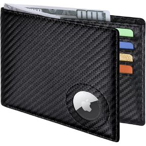 Slim Leather Wallet for Men Airtag Hidden, Large Bifold Mens Wallet RFID Blocking with ID Windows, Credit Card Holder for Men Wallet