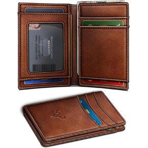 BULLIANT Slim Wallet For Men 12Cards,Easy Leather Wallet Card Holder Money Clip With Simplified Bill Folder&Magnetic Closure -RFID Blocking
