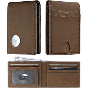 furid Apple Airtag Wallet Men Slim: Air Tag Wallet with Airtag Holder, RFID Blocking, Bifold, Front Pocket, Minimalist Card Wallet, Carbon Fiber Wallet
