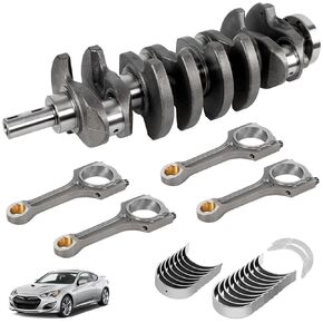 2.0T العمود المرفقي تربط قضبان مجموعة محامل ، متوافقة مع Hyundai متوافق مع Kia Genesis Coupe Santa Fe Sonata Optima Sportage 2.0 Turbo G4KH G4KF 2008-2016 ، استبدل 23111-2g400 23510-2g440